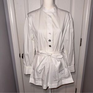 Sara Campbell White Belted Tunic Blouse